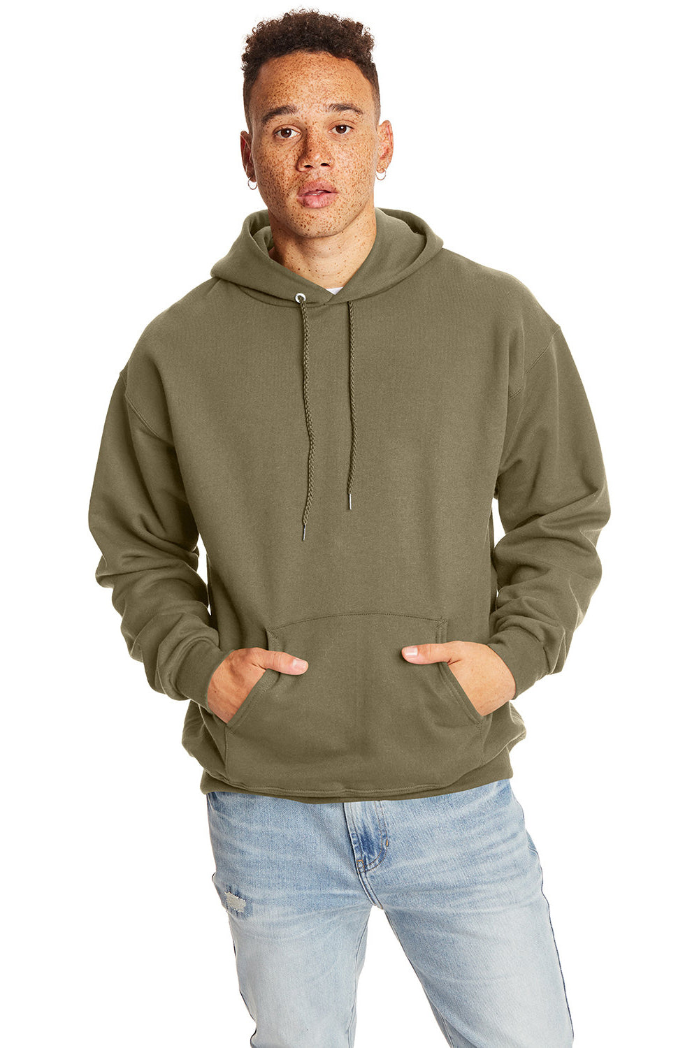 Hanes F170 Mens Ultimate Cotton PrintPro XP Hooded Sweatshirt Hoodie Oregano Front