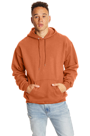Hanes F170 Mens Ultimate Cotton PrintPro XP Hooded Sweatshirt Hoodie Pumpkin Orange Front