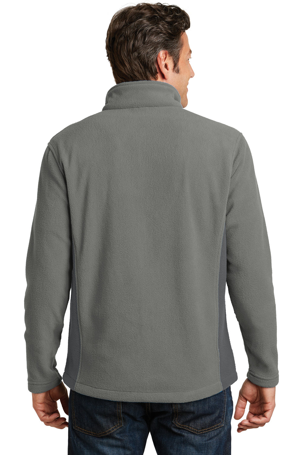 Port Authority F216 Mens Full Zip Fleece Jacket Smoke Grey/Grey Back