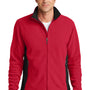Port Authority Mens Full Zip Fleece Jacket - Rich Red/Black - Closeout