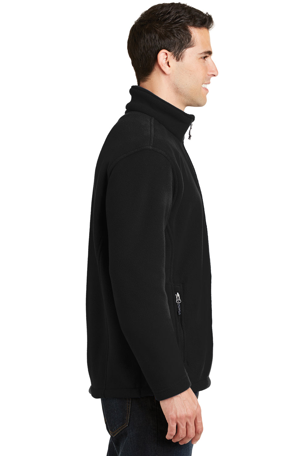 Port Authority F217 Mens Full Zip Fleece Jacket Black Side