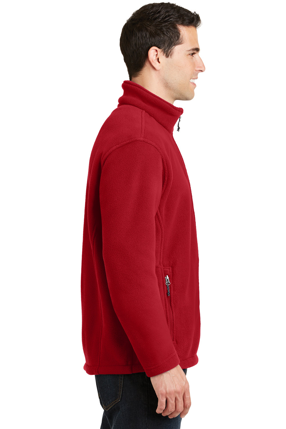 Port Authority F217 Mens Full Zip Fleece Jacket Red Side