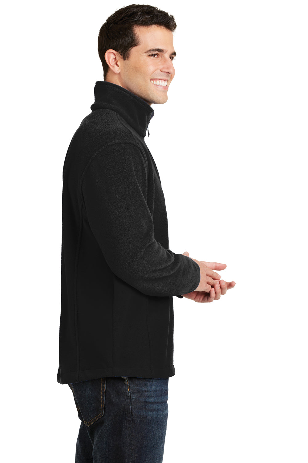 Port Authority F218 Mens Fleece 1/4 Zip Sweatshirt Black Side