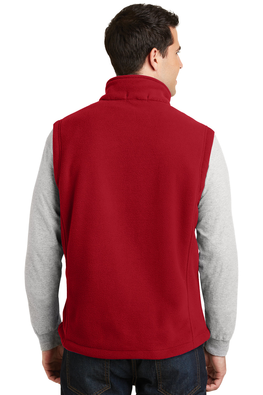 Port Authority F219 Mens Full Zip Fleece Vest Red Back