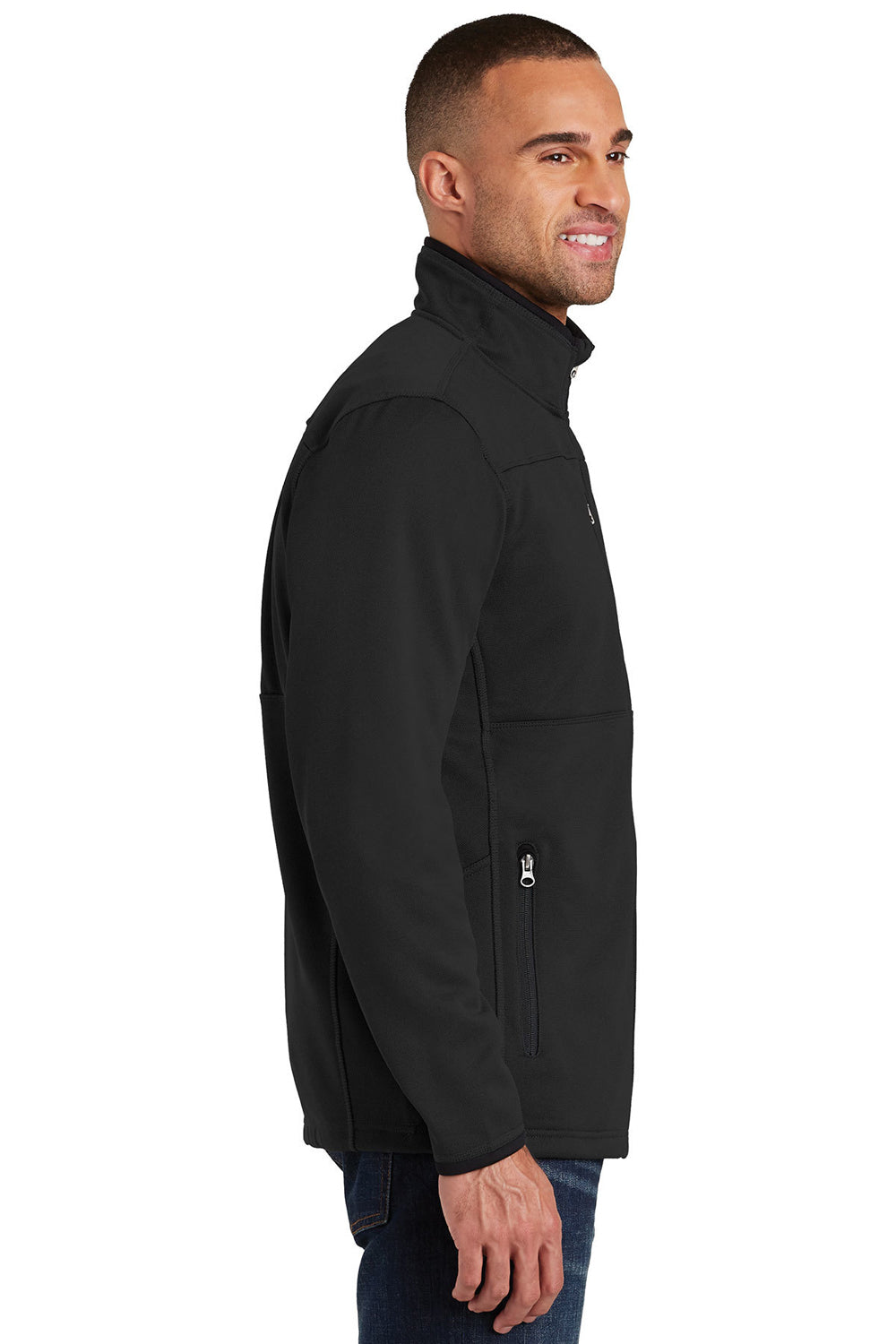Port Authority F222 Mens Full Zip Fleece Jacket Black Side