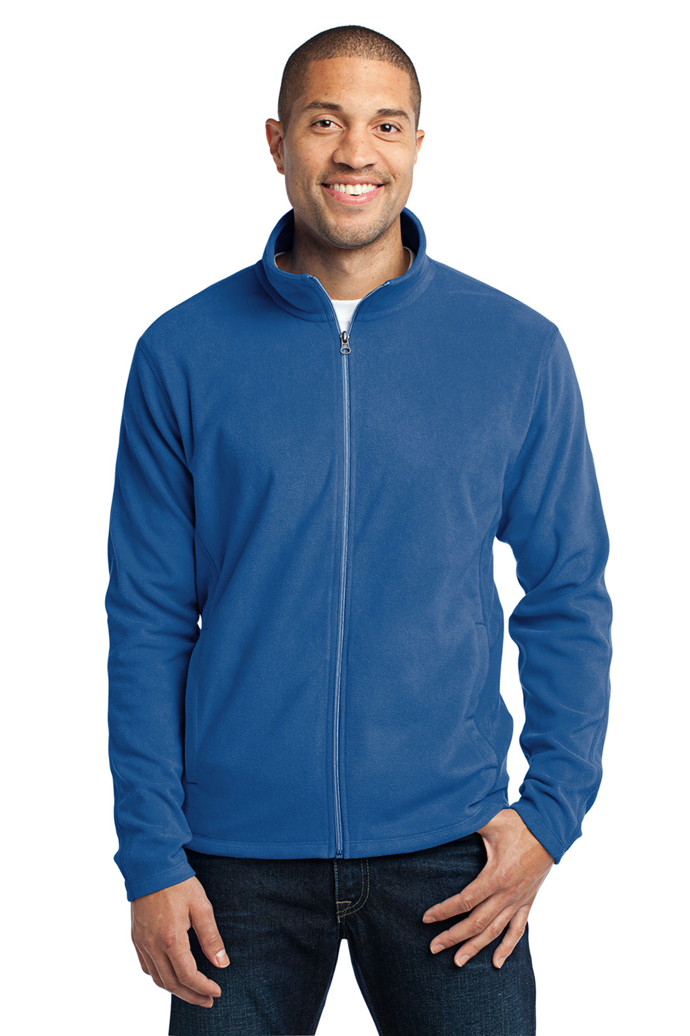 Port Authority F223 Mens Full Zip Microfleece Jacket Royal Blue Front