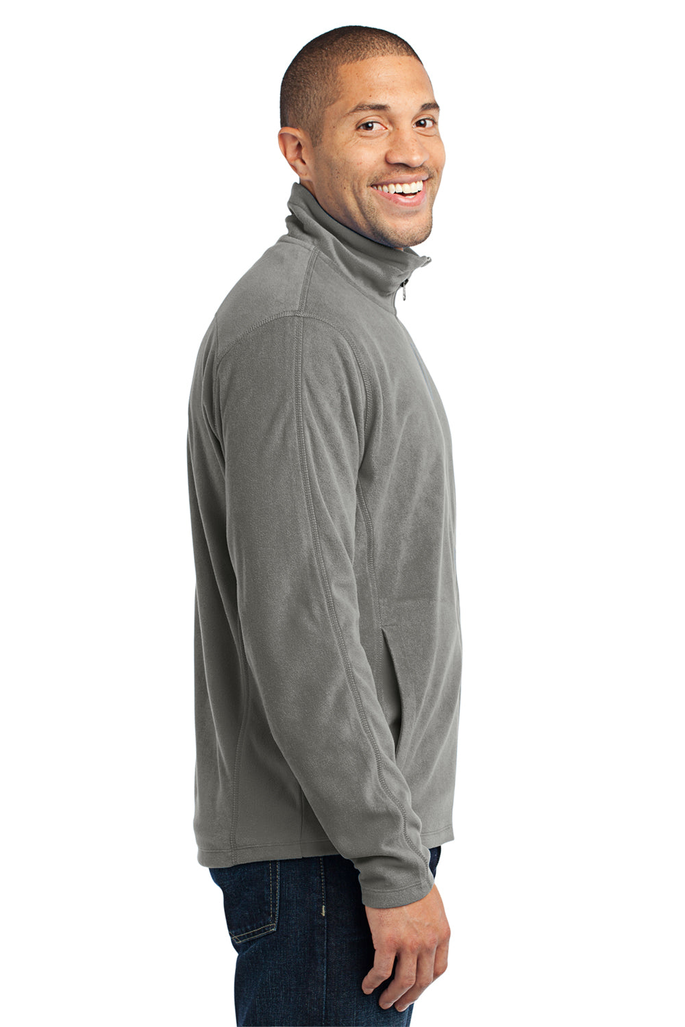 Port Authority F223 Mens Full Zip Microfleece Jacket Grey Side