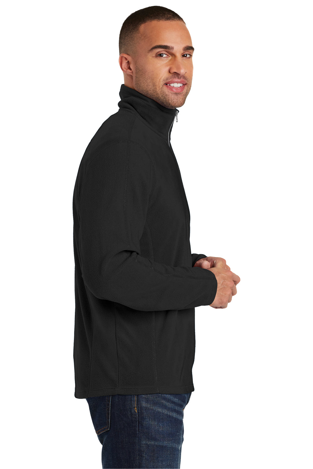Port Authority F224 Mens Microfleece 1/4 Zip Sweatshirt Black Side