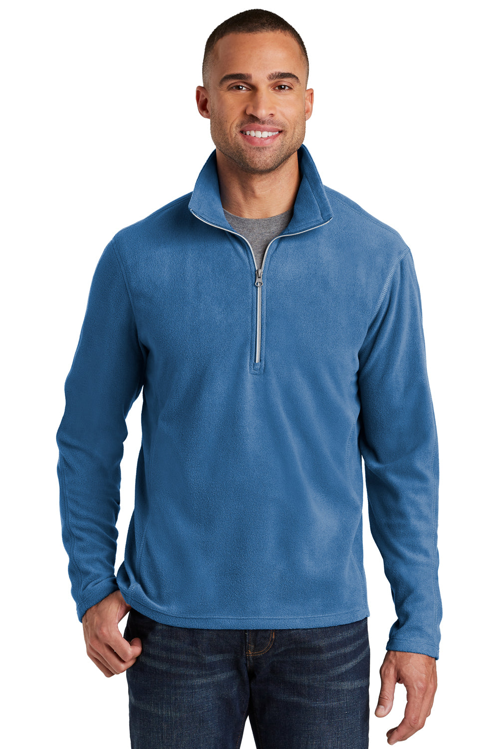 Port Authority F224 Mens Microfleece 1/4 Zip Sweatshirt Royal Blue Front