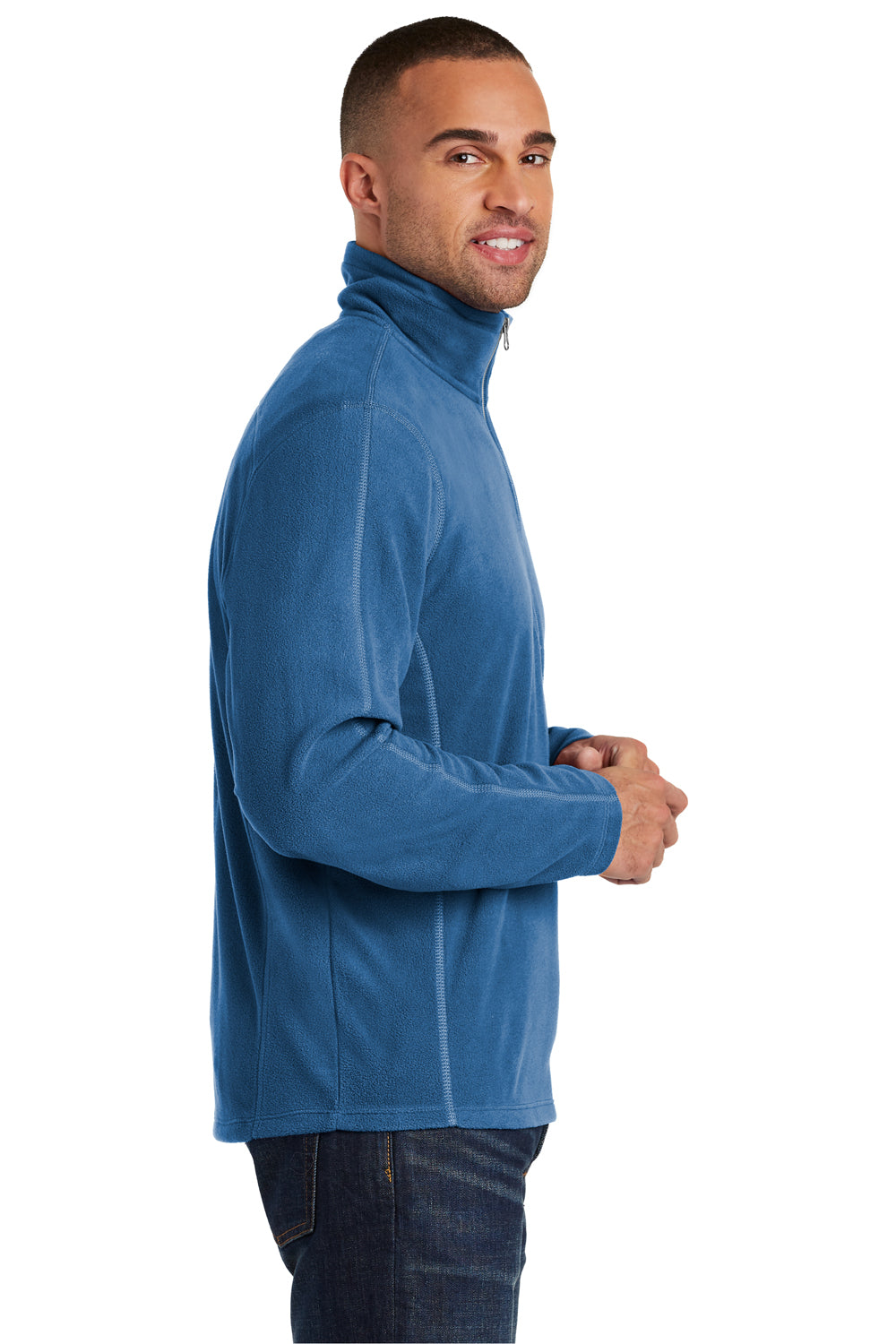 Port Authority F224 Mens Microfleece 1/4 Zip Sweatshirt Royal Blue Side