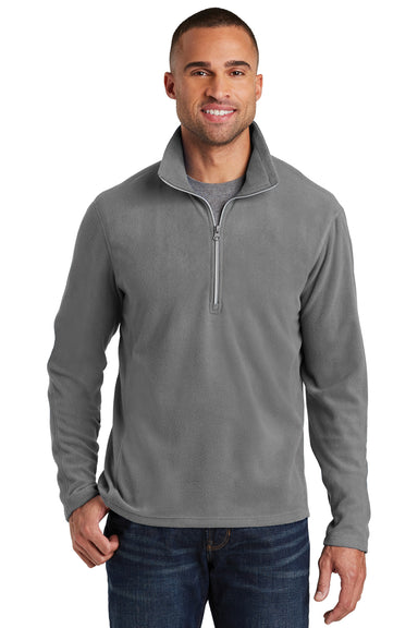 Port Authority F224 Mens Microfleece 1/4 Zip Sweatshirt Grey Front