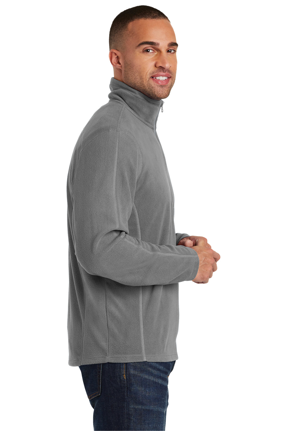 Port Authority F224 Mens Microfleece 1/4 Zip Sweatshirt Grey Side