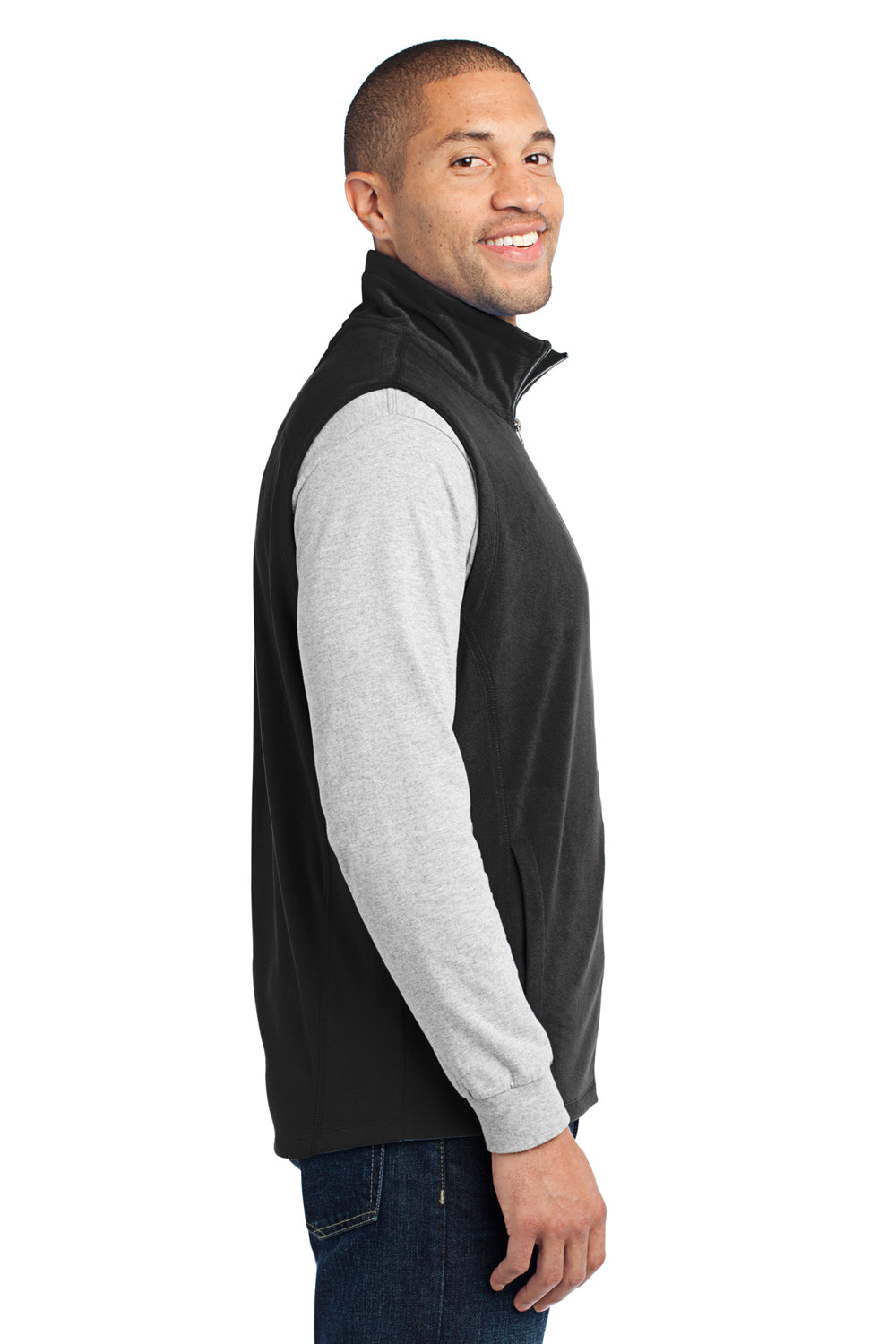 Port Authority F226 Mens Full Zip Microfleece Vest Black Side