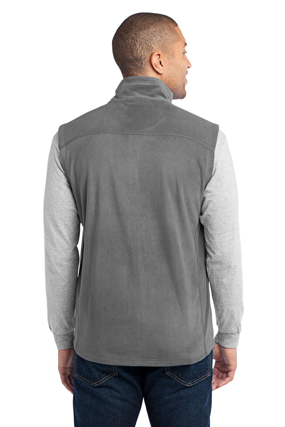 Port Authority F226 Mens Full Zip Microfleece Vest Grey Back