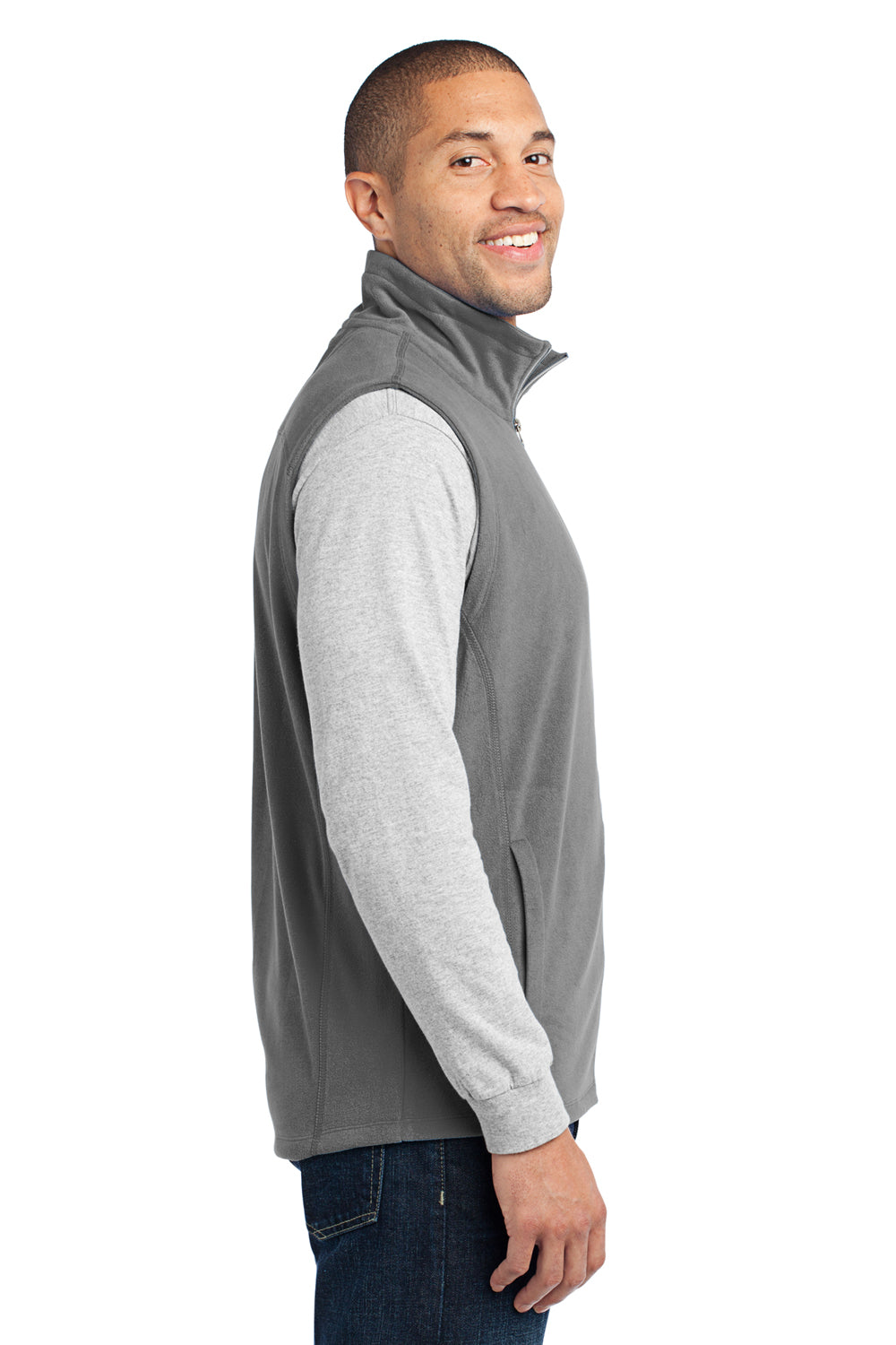 Port Authority F226 Mens Full Zip Microfleece Vest Grey Side