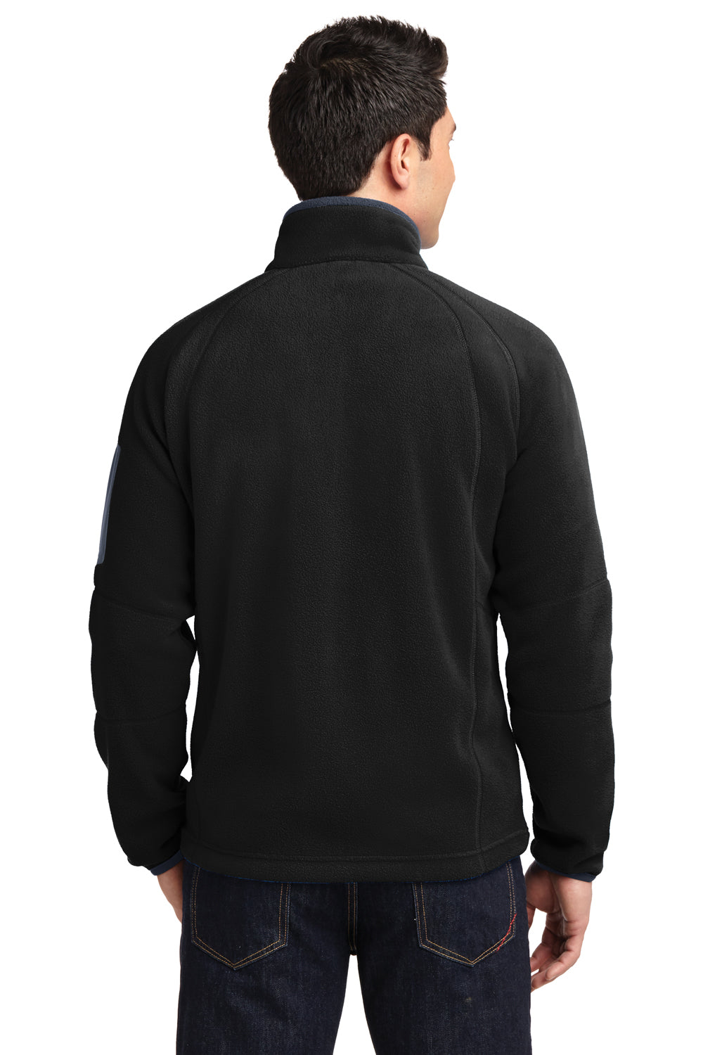 Port Authority F229 Mens Full Zip Fleece Jacket Black/Grey Back