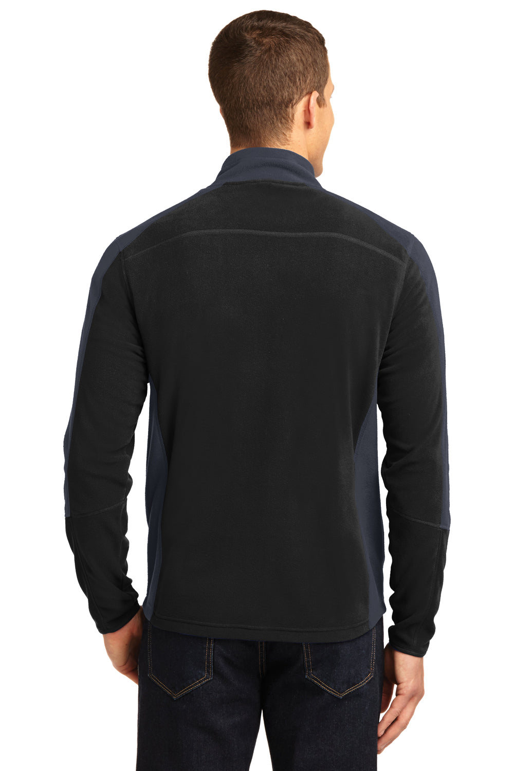 Port Authority F230 Mens Full Zip Microfleece Jacket Black/Grey Back