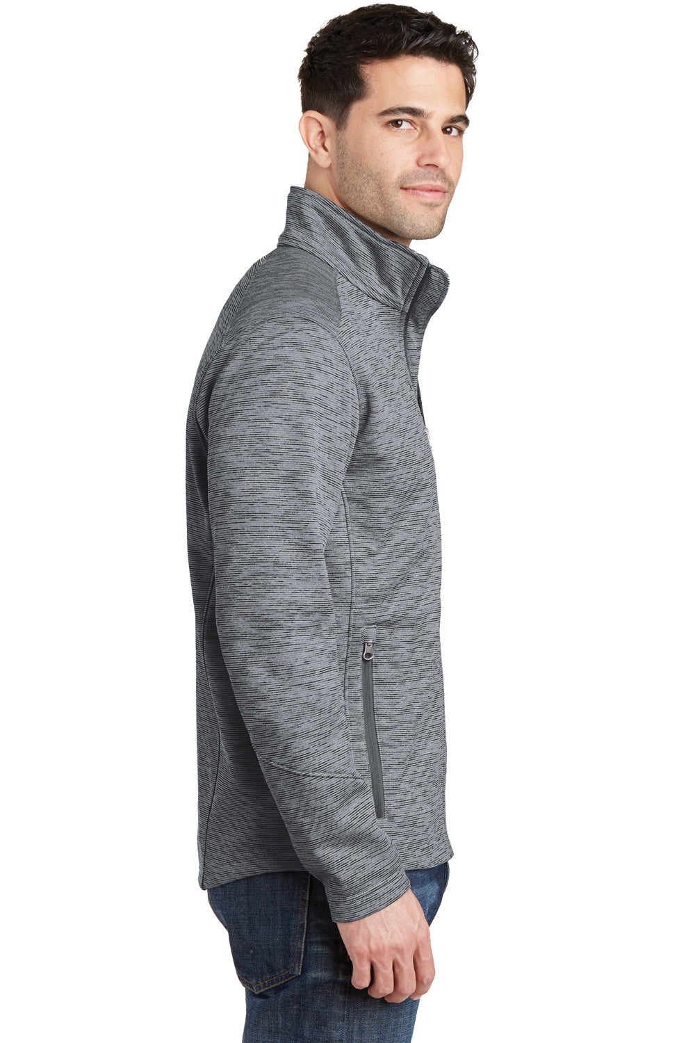 Port Authority F231 Mens Full Zip Fleece Jacket Grey Side