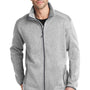 Port Authority Mens Full Zip Sweater Fleece Jacket - Heather Grey