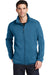 Port Authority F232 Mens Full Zip Sweater Fleece Jacket Heather Medium Blue Front