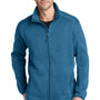 Port Authority Mens Full Zip Sweater Fleece Jacket - Heather Medium Blue
