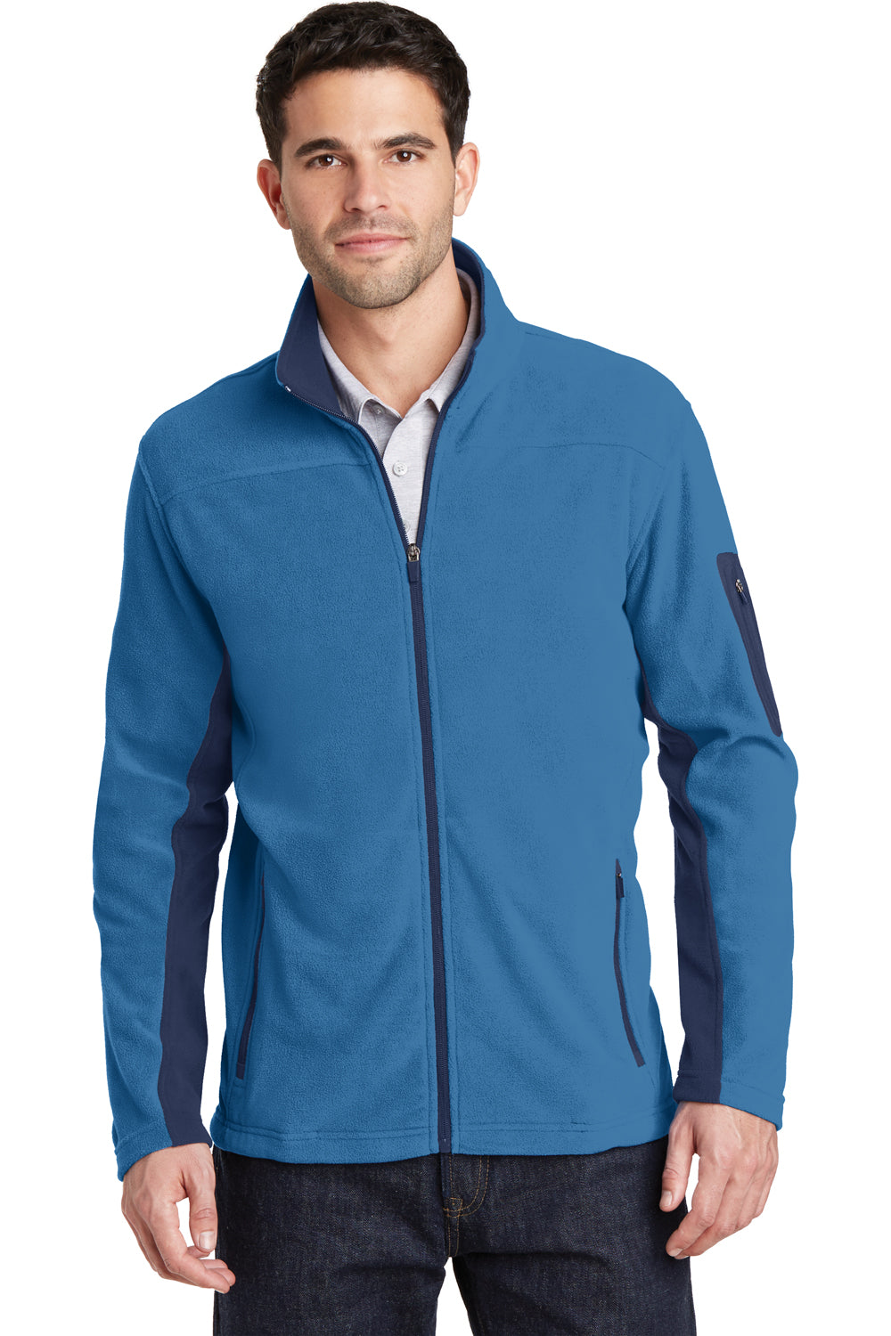 Port Authority F233 Mens Summit Full Zip Fleece Jacket Regal Blue/Navy Blue Front