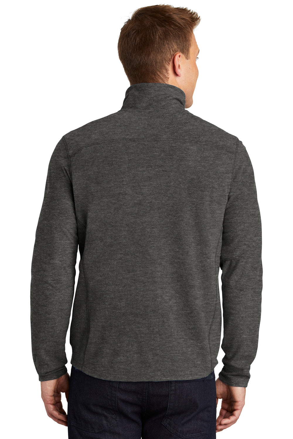 Port Authority F234 Mens Heather Microfleece 1/4 Zip Sweatshirt Charcoal Black Back