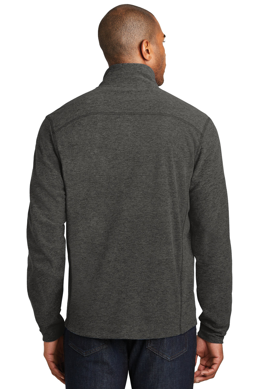 Port Authority F235 Mens Heather Microfleece Full Zip Sweatshirt Charcoal Black Back