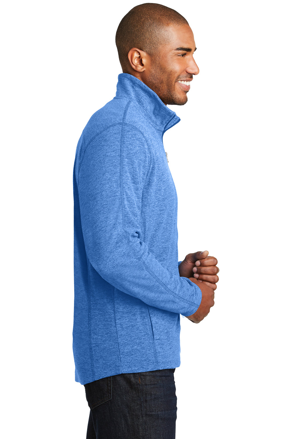 Port Authority F235 Mens Heather Microfleece Full Zip Sweatshirt Royal Blue Side