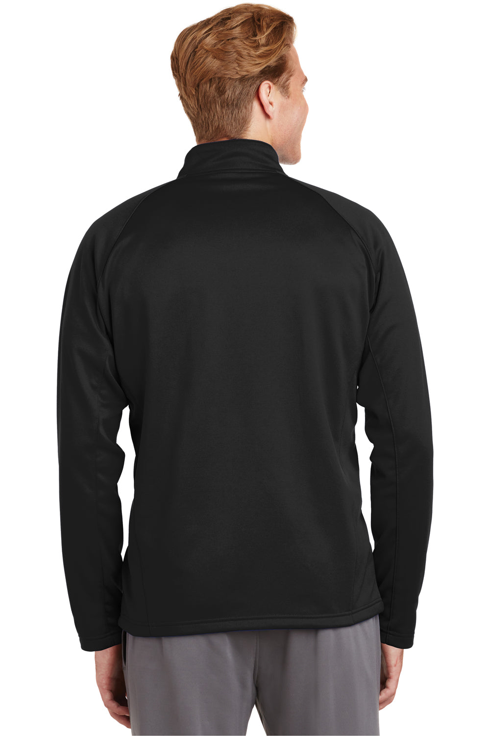 Sport-Tek F243 Mens Sport-Wick Moisture Wicking Fleece 1/4 Zip Sweatshirt Black Back
