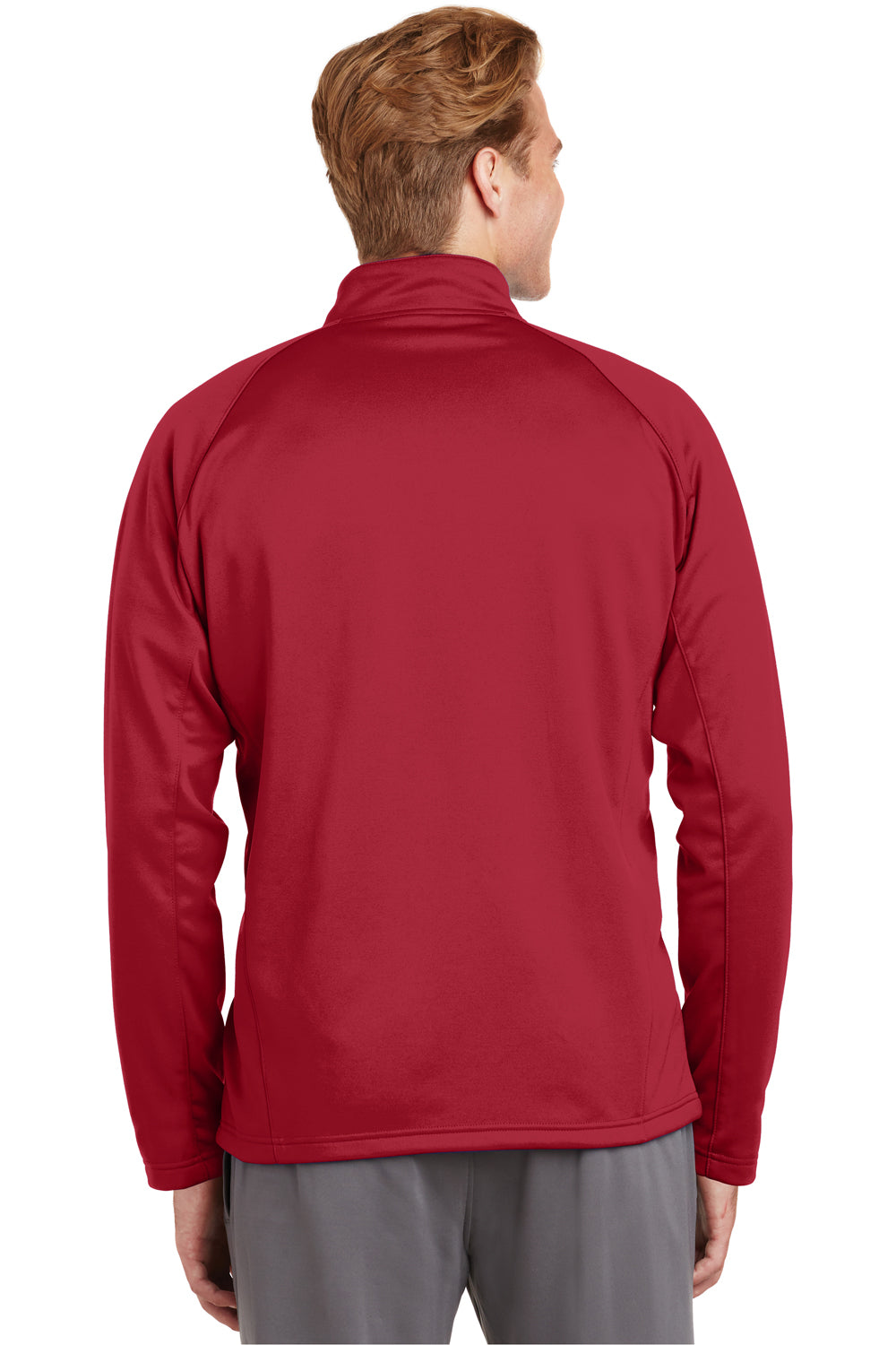 Sport-Tek F243 Mens Sport-Wick Moisture Wicking Fleece 1/4 Zip Sweatshirt Red Back