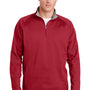 Sport-Tek Mens Sport-Wick Moisture Wicking Fleece 1/4 Zip Sweatshirt - Deep Red/Silver Grey