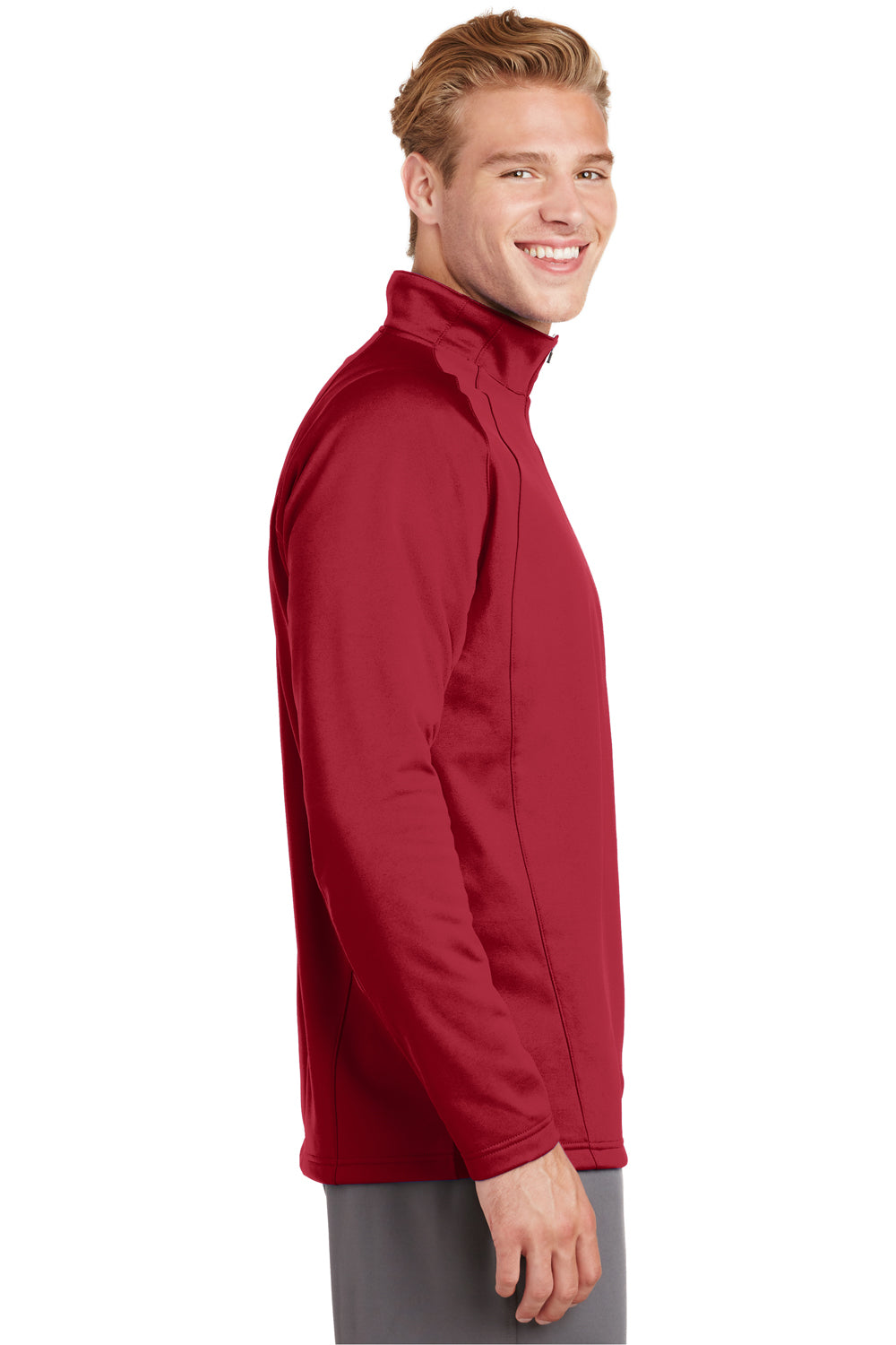 Sport-Tek F243 Mens Sport-Wick Moisture Wicking Fleece 1/4 Zip Sweatshirt Red Side