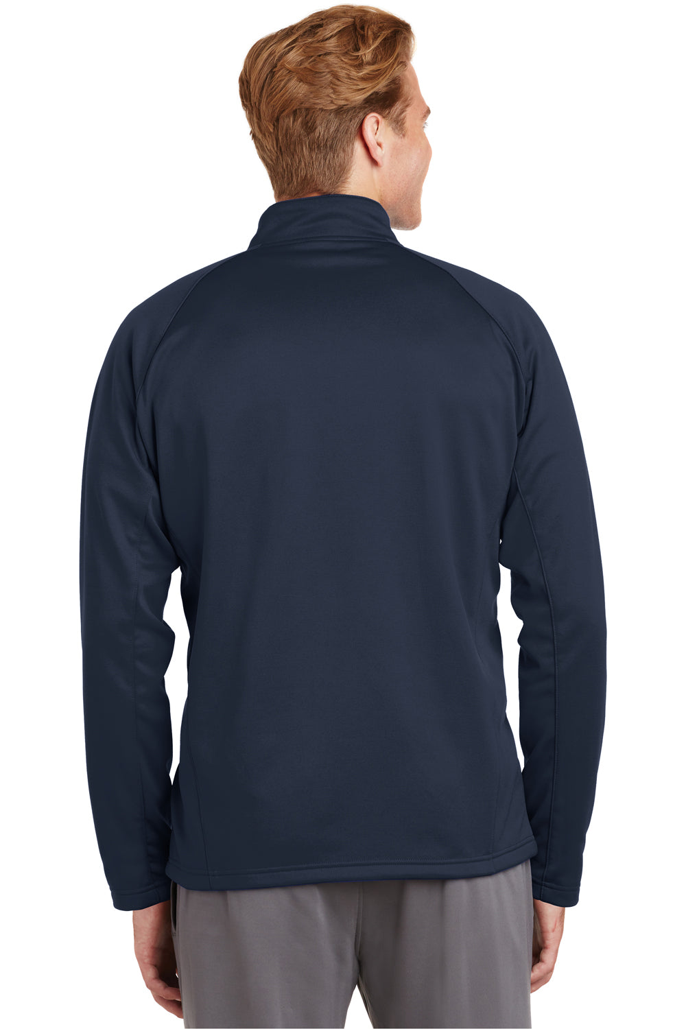 Sport-Tek F243 Mens Sport-Wick Moisture Wicking Fleece 1/4 Zip Sweatshirt Navy Blue Back