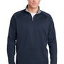 Sport-Tek Mens Sport-Wick Moisture Wicking Fleece 1/4 Zip Sweatshirt - Navy Blue/Silver Grey