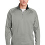 Sport-Tek Mens Sport-Wick Moisture Wicking Fleece 1/4 Zip Sweatshirt - Silver Grey/Black