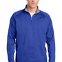 Sport-Tek Mens Sport-Wick Moisture Wicking Fleece 1/4 Zip Sweatshirt - True Royal Blue/Silver Grey