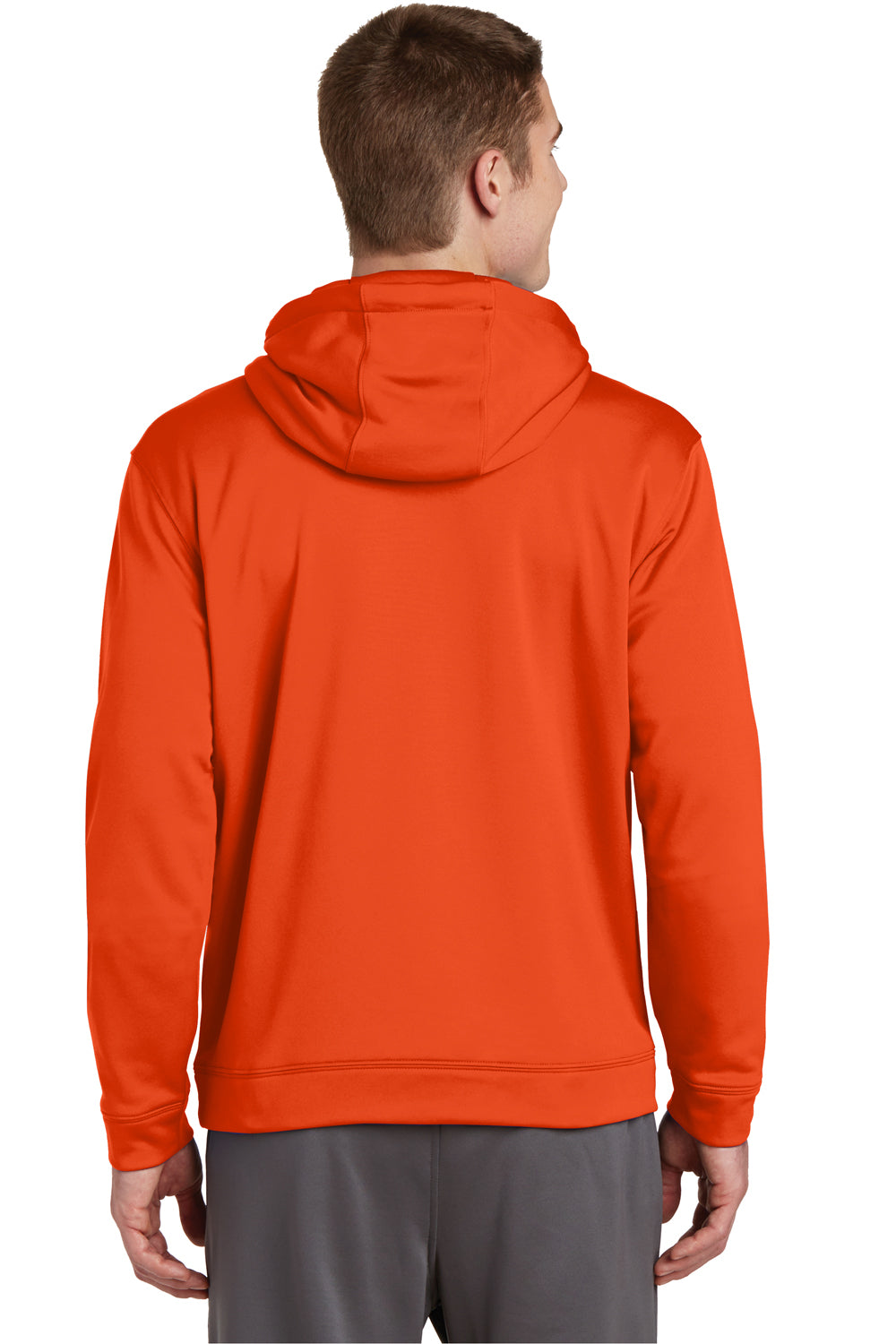 Sport-Tek F244 Mens Sport-Wick Moisture Wicking Fleece Hooded Sweatshirt Hoodie Orange Back