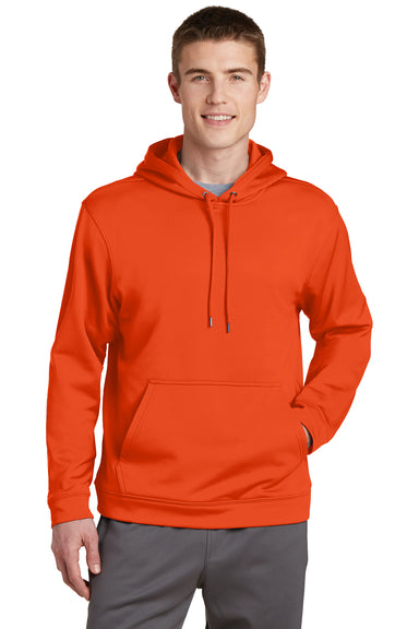 Sport-Tek F244 Mens Sport-Wick Moisture Wicking Fleece Hooded Sweatshirt Hoodie Orange Front