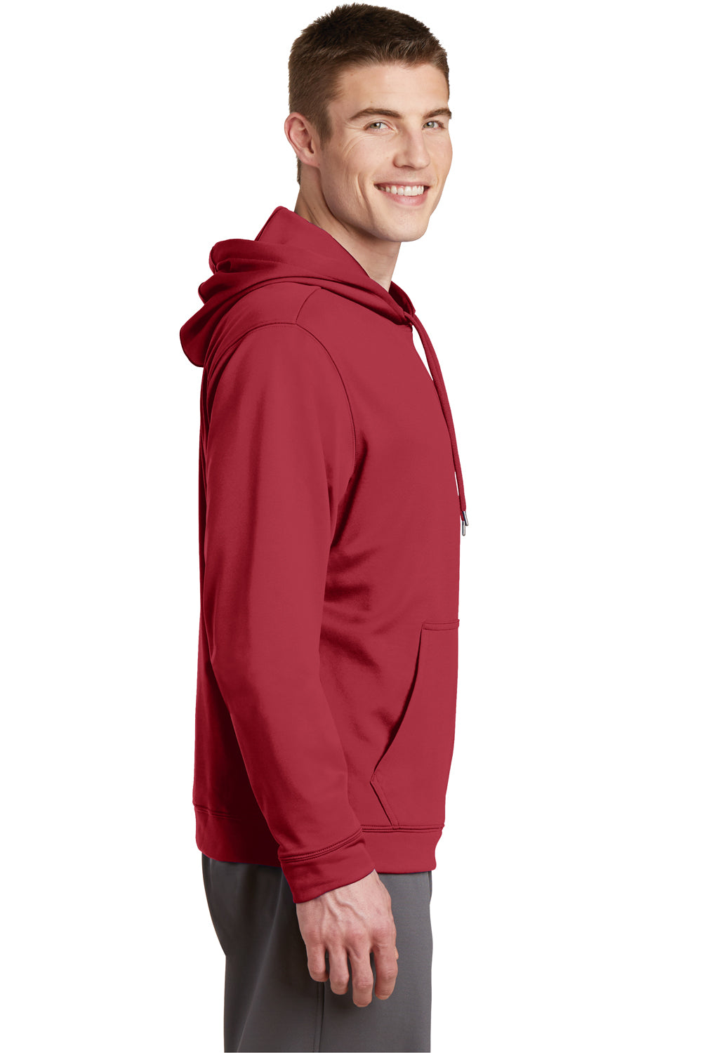 Sport-Tek F244 Mens Sport-Wick Moisture Wicking Fleece Hooded Sweatshirt Hoodie Red Side