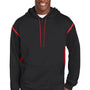 Sport-Tek Mens Tech Moisture Wicking Fleece Hooded Sweatshirt Hoodie - Black/True Red
