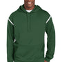 Sport-Tek Mens Tech Moisture Wicking Fleece Hooded Sweatshirt Hoodie - Forest Green/White - Closeout