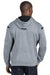 Sport-Tek F246 Mens Tech Moisture Wicking Fleece Hooded Sweatshirt Hoodie Heather Grey/Black Back