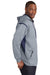 Sport-Tek F246 Mens Tech Moisture Wicking Fleece Hooded Sweatshirt Hoodie Heather Grey/Navy Blue Side