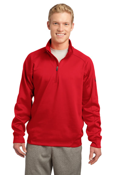 Sport-Tek F247 Mens Tech Moisture Wicking Fleece 1/4 Zip Sweatshirt Red Front
