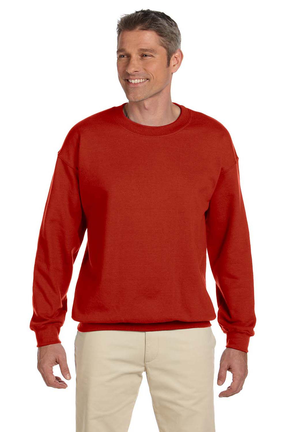 Hanes F260 Mens Ultimate Cotton PrintPro XP Crewneck Sweatshirt Red Front