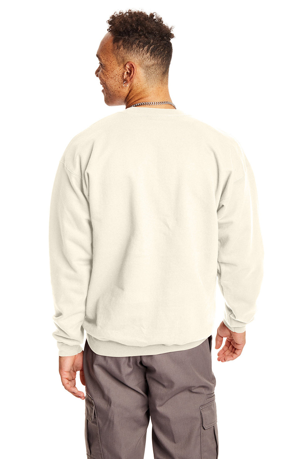 Hanes F260 Mens Ultimate Cotton PrintPro XP Crewneck Sweatshirt Natural Back