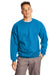 Hanes F260 Mens Ultimate Cotton PrintPro XP Crewneck Sweatshirt Teal Blue Front