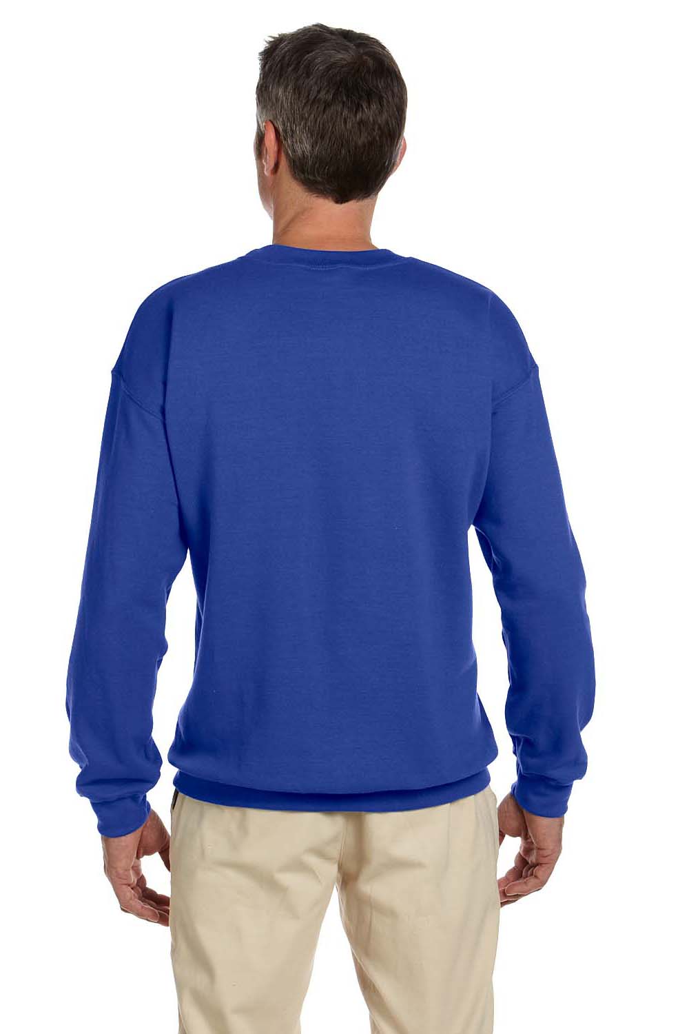 Hanes F260 Mens Ultimate Cotton PrintPro XP Crewneck Sweatshirt Royal Blue Back
