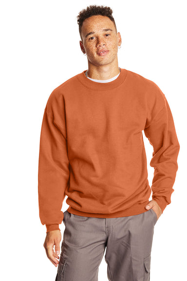 Hanes F260 Mens Ultimate Cotton PrintPro XP Crewneck Sweatshirt Pumpkin Orange Front